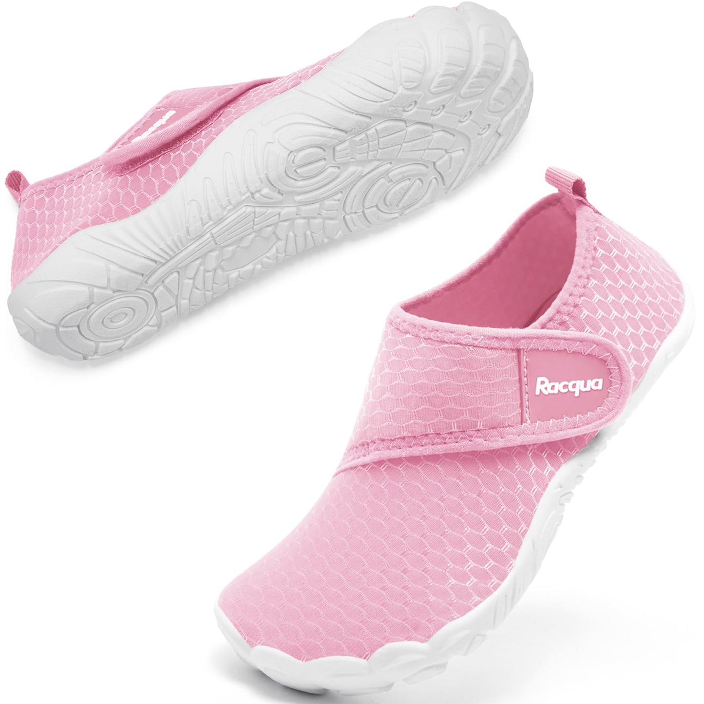 Racqua Girls Kids Water Shoes Non-Slip Swim Beach Outdoor Sports Lightweight Shoes Pool Breathable Quick Dry Aqua Shoes Pink Big Kid 2