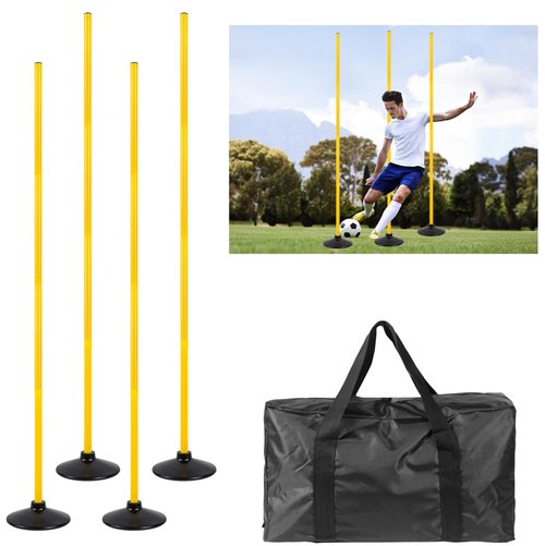 Desyeryamimi 5 FT Agility Training Poles for Soccer/Dog/Horse,Adjustable Football Basketball Speed and Agility Training Equipment,Set of 4 with Round Rubber Base