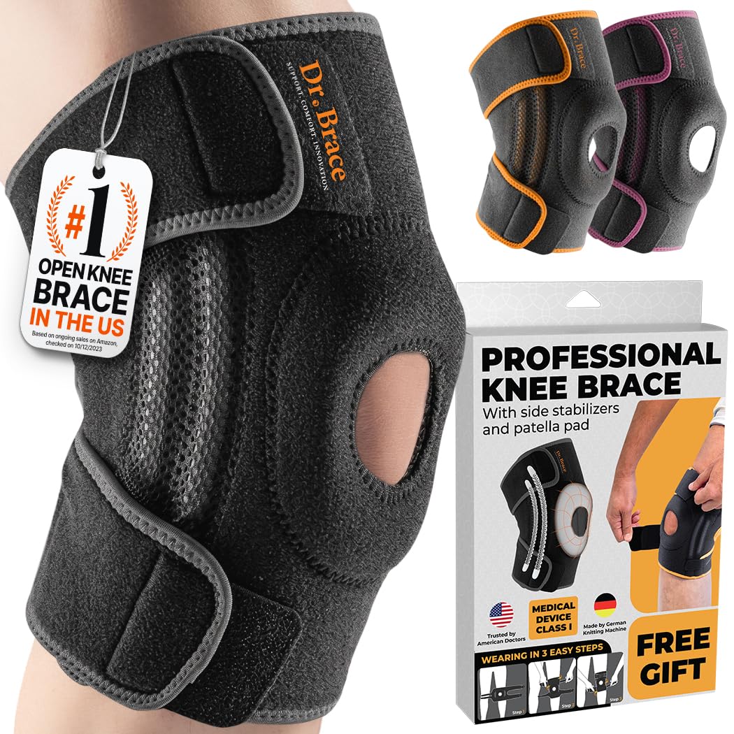 DR. BRACE ELITE Knee Brace with Side Stabilizers & Patella Gel Pads for Maximum Knee Pain Support and fast recovery for men and women-Please Check How To Size Video (Mercury, Medium)