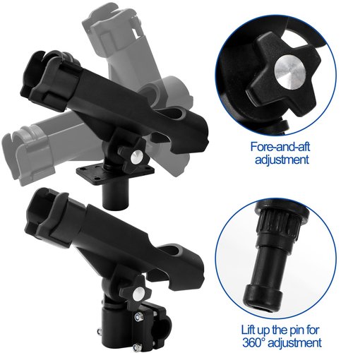 Bekith 2 Pack Fishing Rod Holder with Combo Mount, Adjustable Fishing Boat Rod Holder, Black Finish