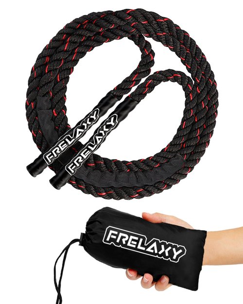 Frelaxy Jump Rope 1LB, Weighted Jump Rope for beginners, Heavy Jump Ropes for Fitness, Total Body Workouts, Weight Loss, Strength Training, Compact Skipping Rope for Home Gym Workout Equipment (Black)