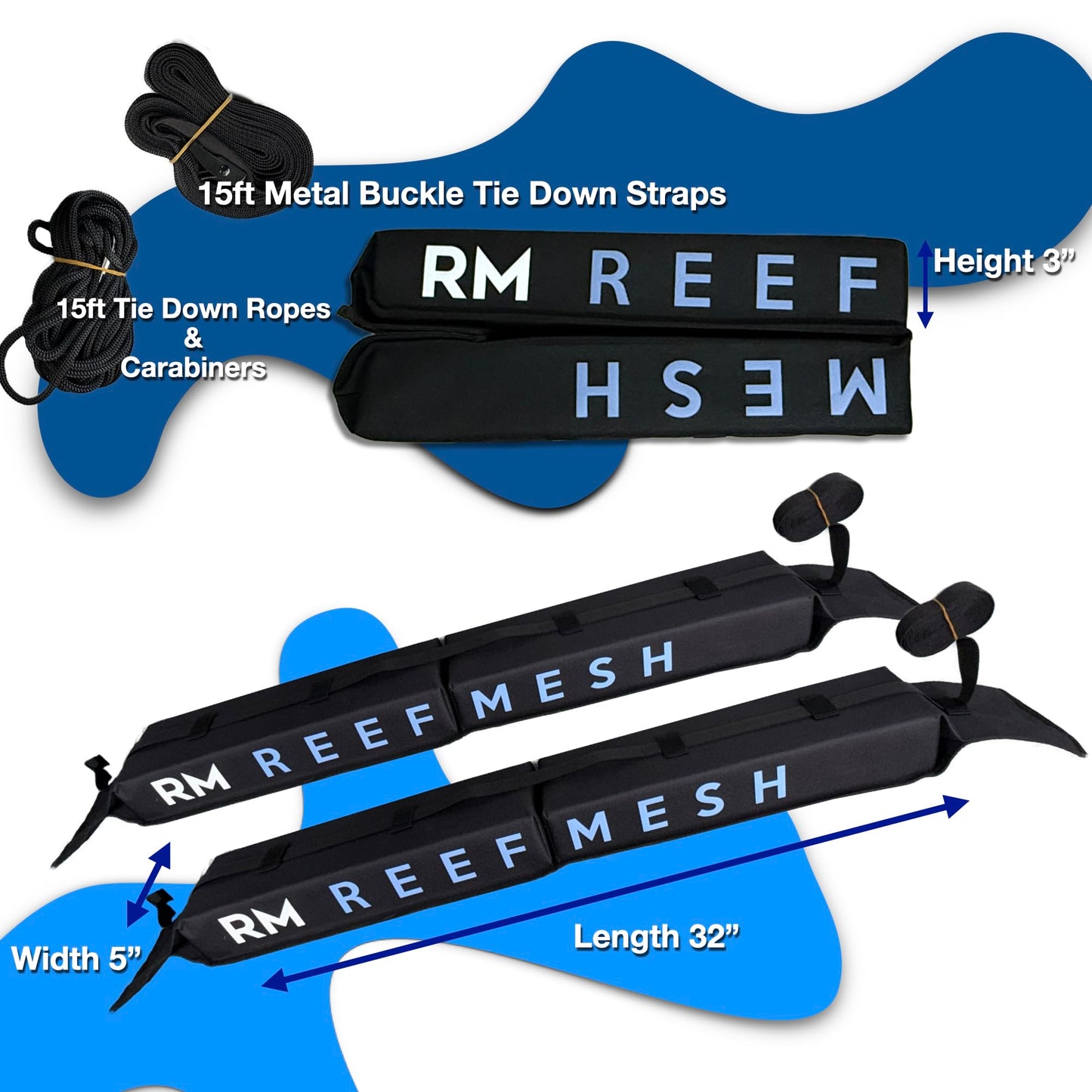 Universal Soft Roof Rack Pads for Kayak, SUP, Canoe & Surfboard