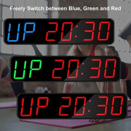 Jhering Gym Timer, Portable, Interval Timer with Rechargeable Battery and Built-in Magnet, LED Digital Anti Vertigo Display, Upgraded Workout Clock for Home Gym Garage Fitness(1.5" Black)