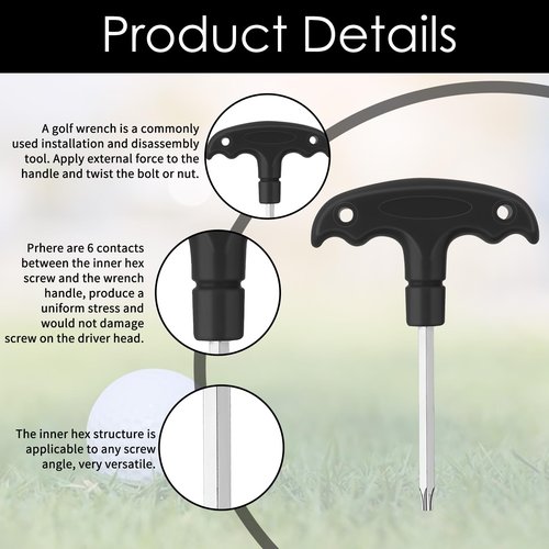 Psyqtsuary Golf Wrench Adjustable Golf Tool with Plastic Handle Golf Driver Spike Wrench Stainless Steel Golf Driver Tool for Golf Club Driver Equipment(Black)
