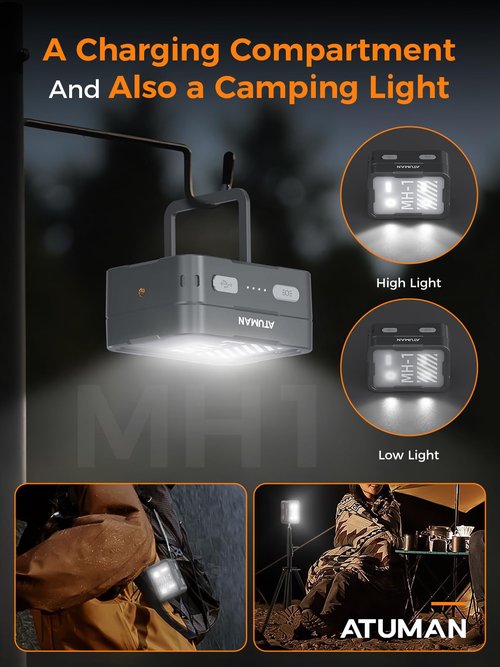 ATuMan MH1 Headlamp Rechargeable, Head lamp 2 Packs with Charging Case Intelligent Multifunctional Headlight with Red Warning Light & 7 Lighting Modes & Motion Sensor for Outdoor Camping Hiking