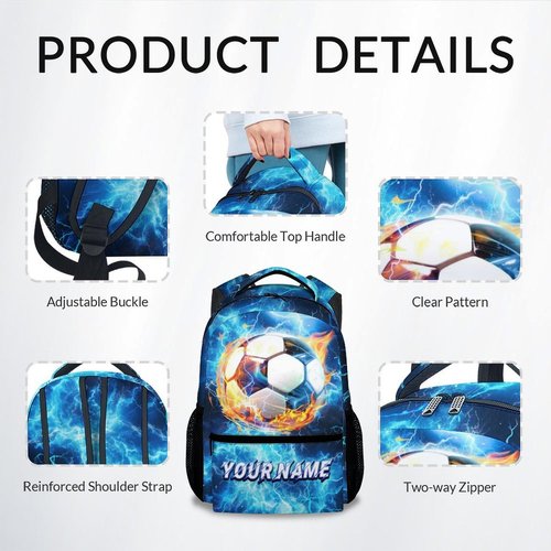 GiftoFLUX Kids Backpack - Personalized Soccer Backpacks for Boys Girls - Custom Sports Bookbag for Youth - Durable School Bag for Elementary(17 Inch)
