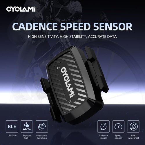 CYCLAMI Bike Speed/Cadence Sensor ANT+ & Bluetooth RPM Cycling Sensor, Wireless Bicycle Cadence Sensor for All Cycling Computer, Compatible with Zwift, Rouvy, IPX6 Waterproof with 270H Battery Life