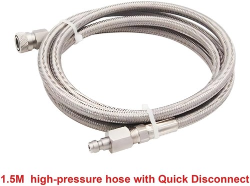 Paintball Filling Hose Whip Extension Stainless Steel Air Fill Station & Charging System with Quick Disconnect 60inch