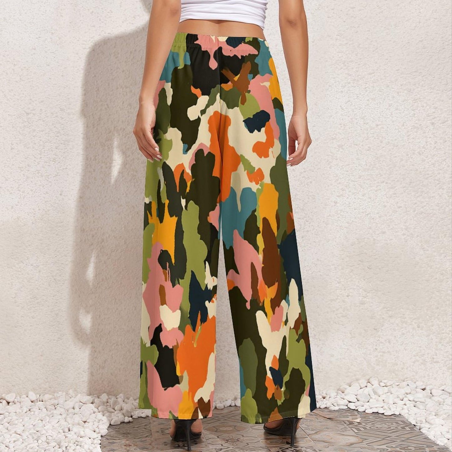 awodent Loose Camouflage Wide Leg Pants for Women High Waisted Sports Athletic Lounge Pants Summer Beach Yoga Sweatpants Plus Size Vacation Trouser 4XL