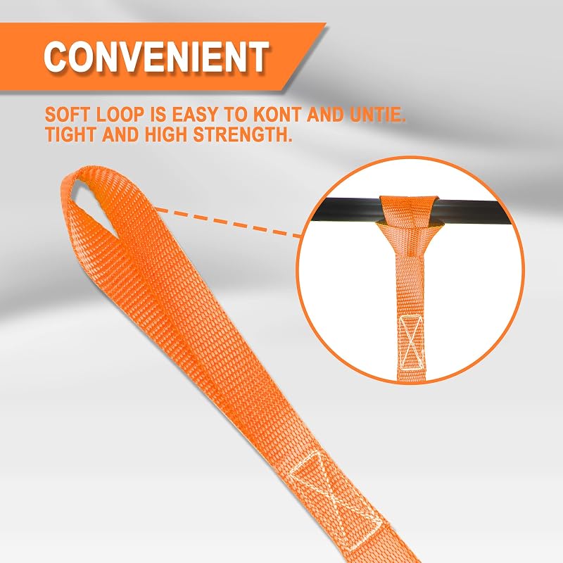 Cartman 6-Pack 1in x 18in Soft Loop Tie-Down Straps - 3600lb, Orange 6pk