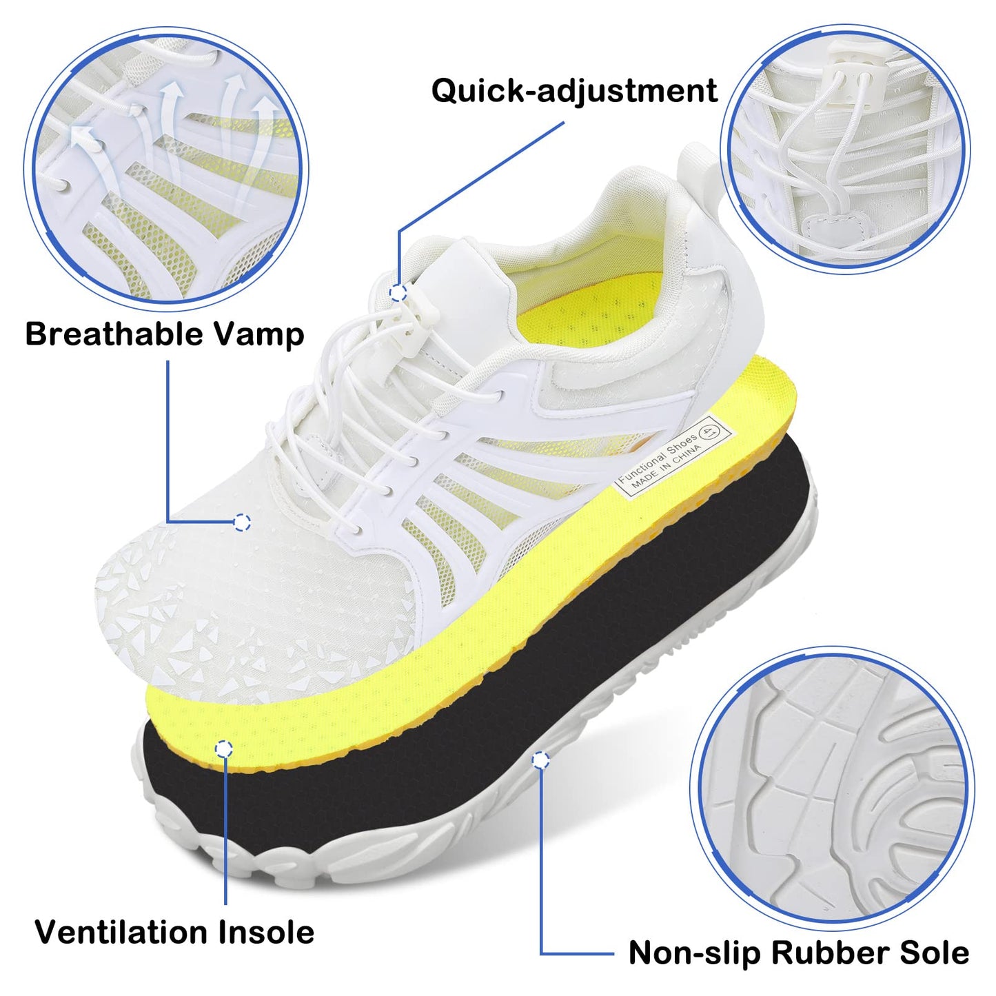 Scurtain Unisex Womens Mens Water Shoes for Women Men Quick Dry Barefoot Aqua Swim Beach Pool Women's White 10 W/8.5 M 10 Women/8.5 Men