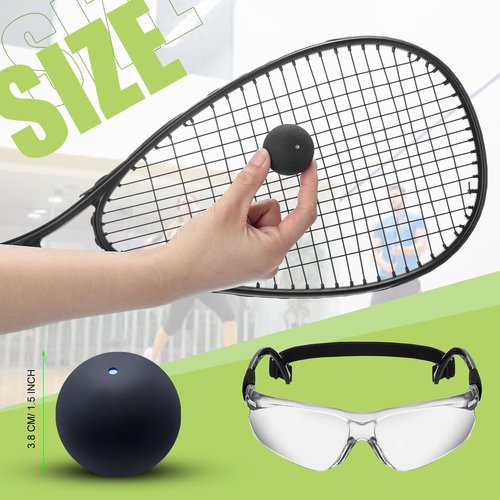 Seenelling Beginner Squash Racquet Set Includes 2 Squash Racquets with Racket Bags, 2 Anti Fog Goggles with Cases, and 2 Blue Dot Ball for Beginners, Training, and Recreational Play