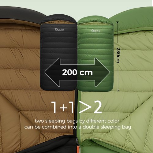 QEZER XXL Sleeping Bag, Suitable for 4 Seasons Oversized Ultralight Backpacking Sleeping Bag for Adults, Great for Camping and Hiking