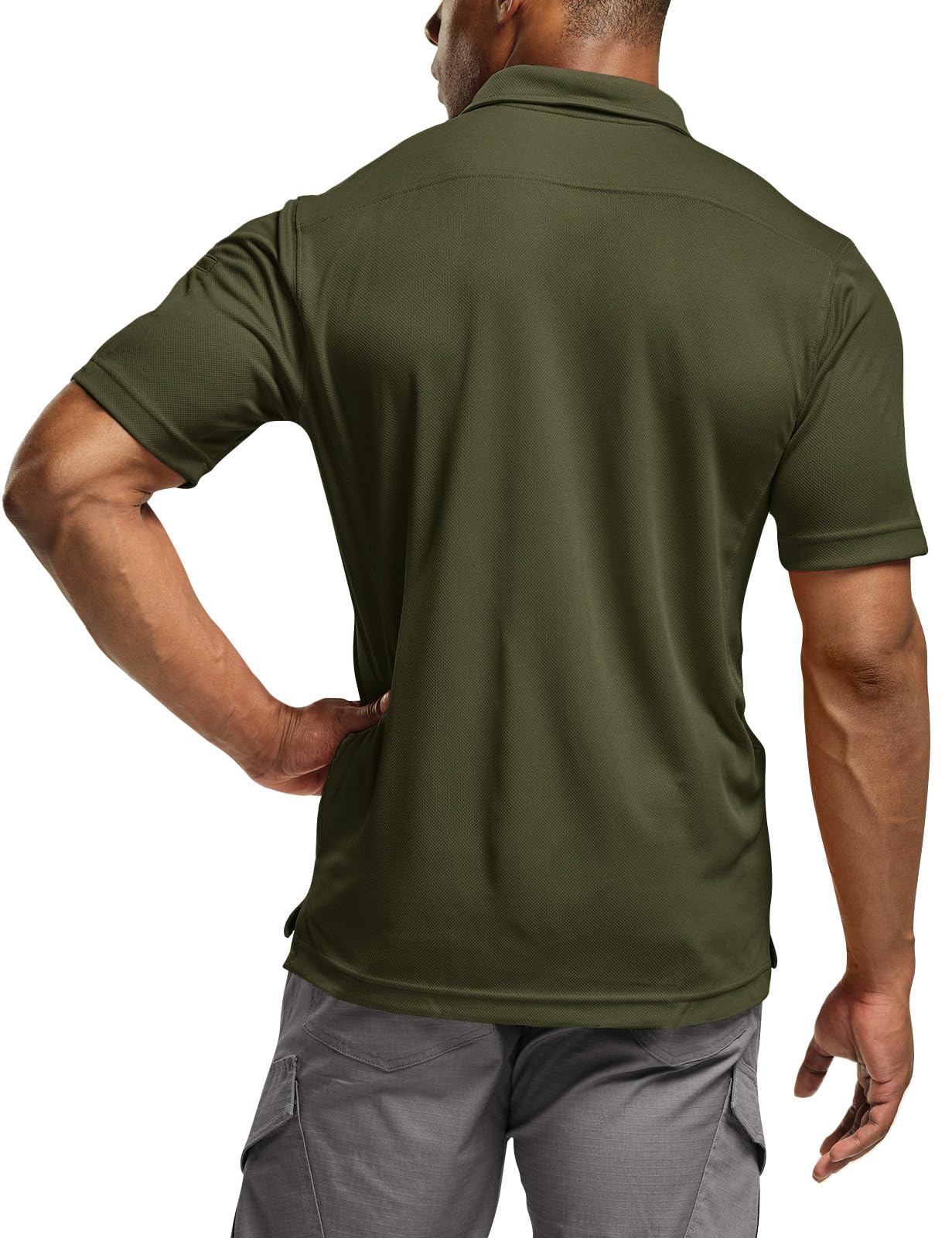 CQR Men's Quick Dry Tactical Polo Shirt, Lightweight Breathable Performance Polo, Short Sleeve UPF 50+ Outdoor Golf Shirt