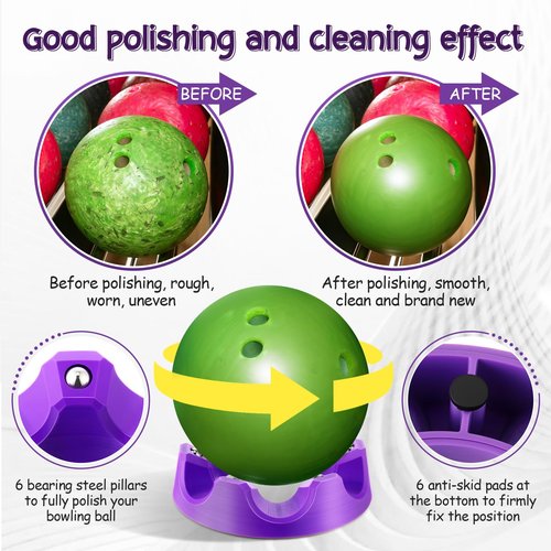 Enhon Bowling Rotating Ball Cup, Purple Bowling Cup Stand with Bearing Spinner Holder, Spare Ball Holder Spinner, Porous Ring Cleaning Display Rack