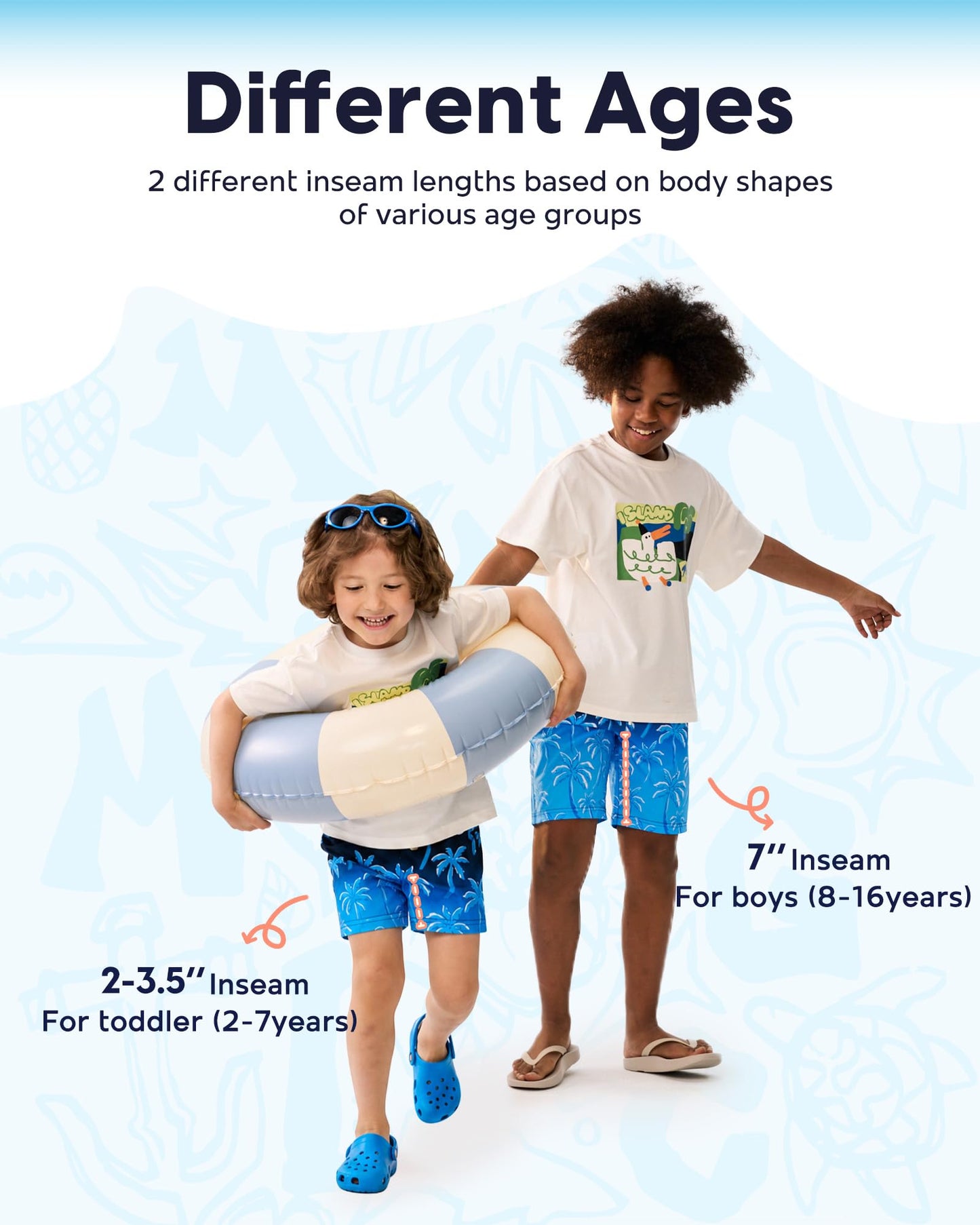 maamgic Boys Swim Trunks with Compression Liner Toddler Stretch Swim Shorts Quick Dry Swimming Trunks Boxer Brief 2 in 1 Beach Shorts Blue Flamingos 7