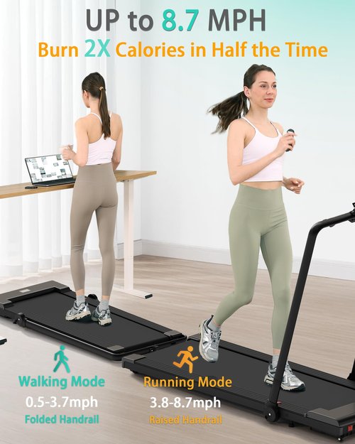 Lichico Walking Pad Treadmill with Handle Bar, 47"x16" Super Large Running Area, 8.7 MPH Compact Under Desk Treadmill for Home Office, 450lbs Walking Jogging Running Machine with Remote Control