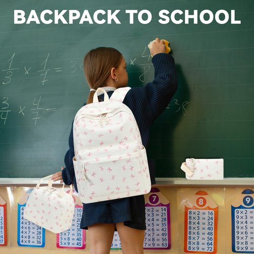 LEDAOU Backpack for Girls School Bag Kids Bookbag Teen Backpack Set Daypack with Lunch Bag and Pencil Case