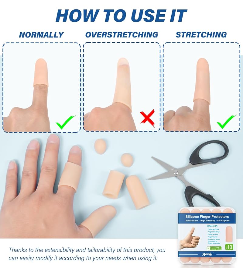 MasterMo Silicone Finger Cots Protectors Set of 10 - Nude M/L/S Variation