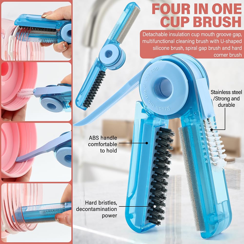 4pcs Silicone Bottle Brush Set,4 in 1 11" Silicone Brush,Nipple Brush,Straw Brush,Bottle Gap Cleaner Brush,for Milk Bottles,Sports Bottle,and Smaller Diameter Bottle Openings