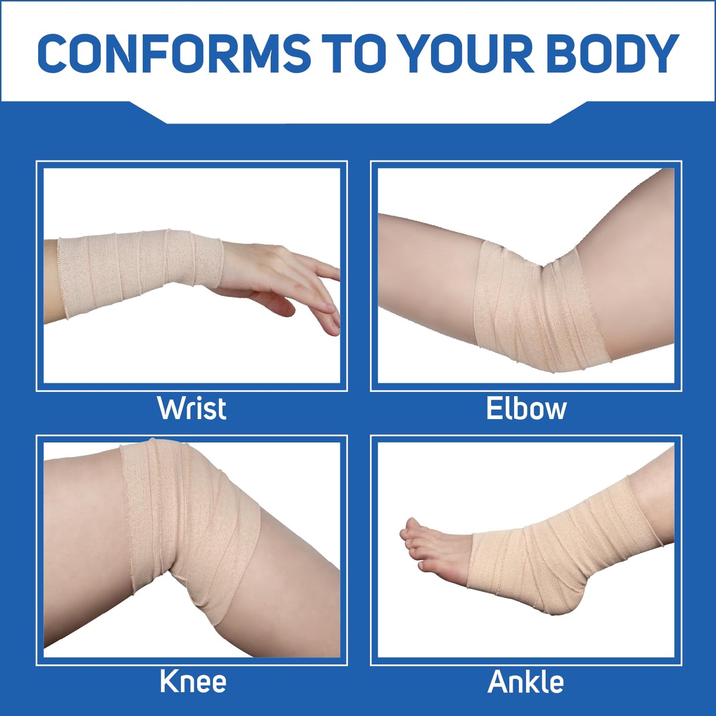 Care Science High Performance Elastic Self Adhesive Bandage Wrap Tape 2in x 2.5yds 4ct | Ideal for First Aid, Securing Bandages, Dressings, and Other Medical Devices