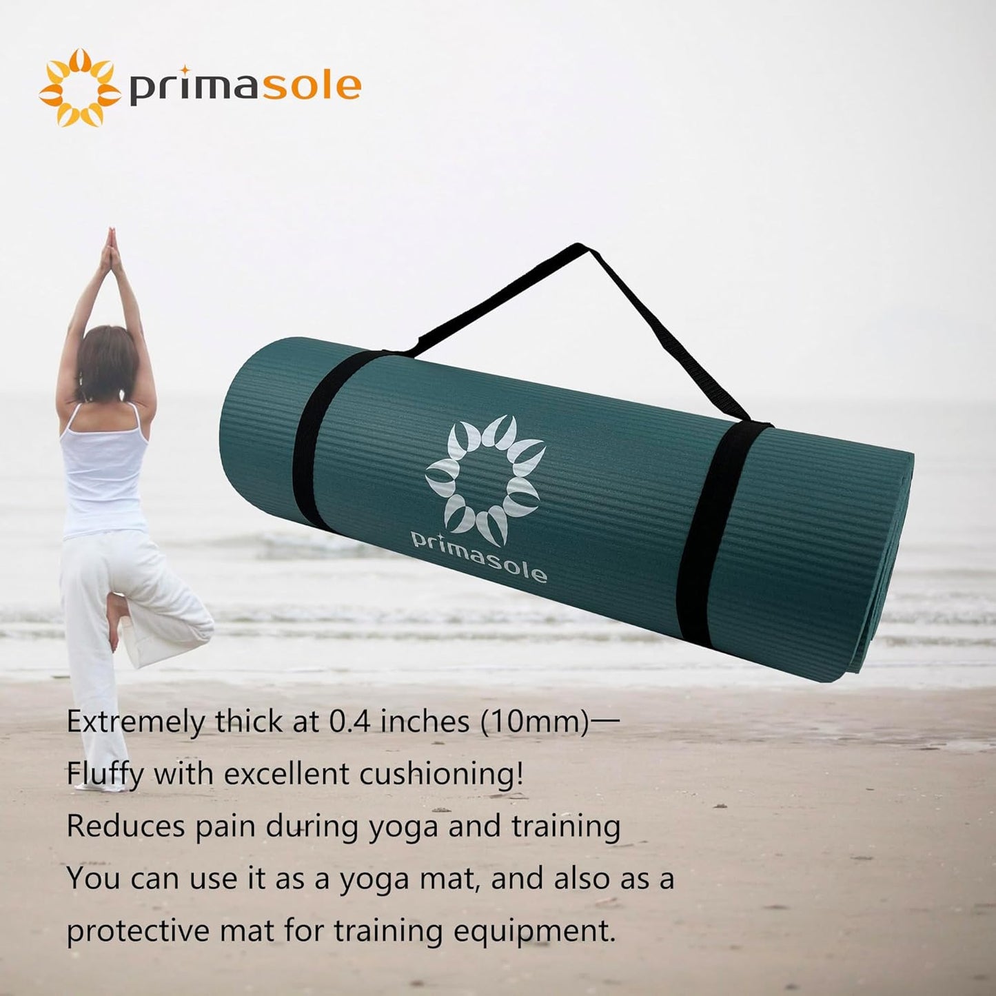 1/2-Inch Extra Thick NBR Yoga Mat with Enhanced Stability - Textured Design, Lightweight Mat with Carrying Strap & Case for Yoga, Pilates, Gym & Home Use (Multiple Colors)