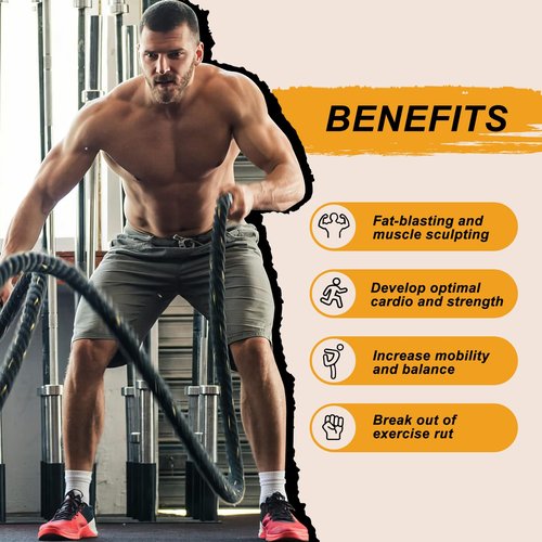 Comie Battle Ropes Exercise Rope Workout Ropes w/Durable Protective Sleeve Battle Rope for Strength Training for Home Gym & Outdoor Workout - 1.5/2 Inch Diameter, 30, 40, 50 Ft Lengths (2" 30ft)