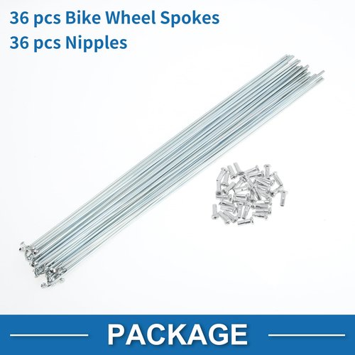 A ABSOPRO 36 Set 14G Bicycle Spokes 285mm Bike Wheel Spokes Galvanized Carbon Steel Silver Tone