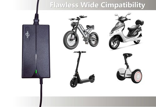 Syvrac 54.6V 2A Charger for 48V Lithium Batteries - E-Bike/Scooter/Hoverboard Charger，UL & FCC Certified with US Plug, DC 5.5x2.1mm Connector, Fast Charging & Overload Protection