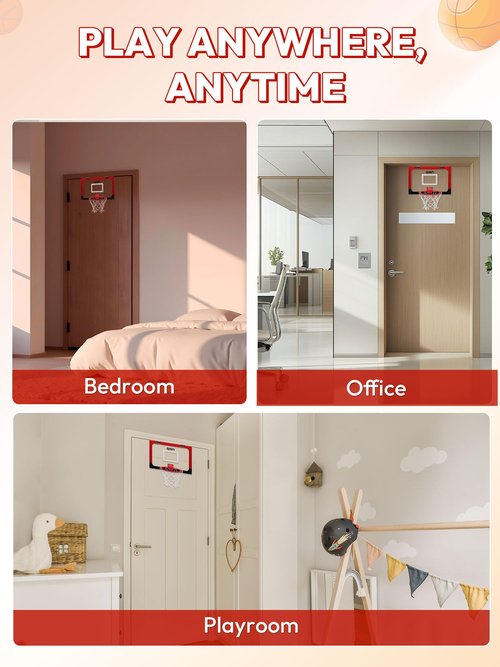 A11N Sports Mini Indoor Basketball Hoop Set, Over The Door Basketball Game Set with Foldable Rim, 3 Balls & Pump, Ideal for Bedroom, Office, Dorm, or Gifts