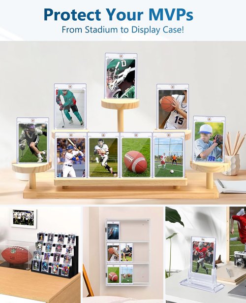 YZtree 25 PCS Magnetic Card Holders: 35 pt Magnetic Card Case for Trading Cards,One Touch Card Holder, U-V Protection Hard Plastic Card Protectors for Sports, Baseball, Game, Standard Cards Display