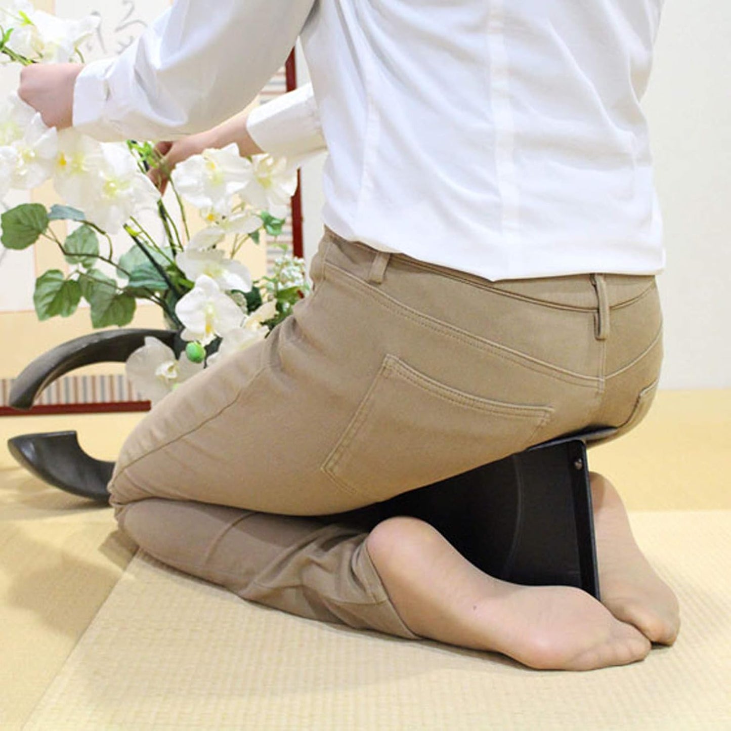 IPPINKA Foldable Meditation Kneeling Bench (Seiza), Portable and Lightweight, 5.3 in, 180g, Black