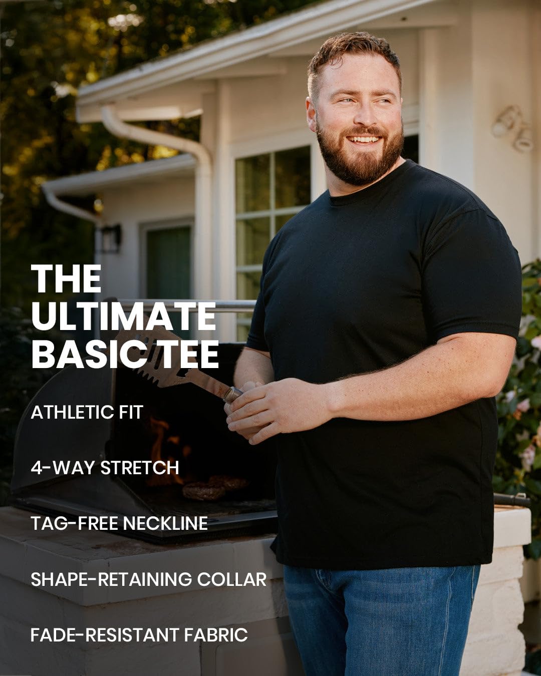 INTO THE AM Men's Plain Tees 6 Pack Multipack - Fitted Crewneck Gym Casual Workout Tshirts Shirts for Ment (Black/Charcoal/Grey/Indigo/Navy/White, X-Large)