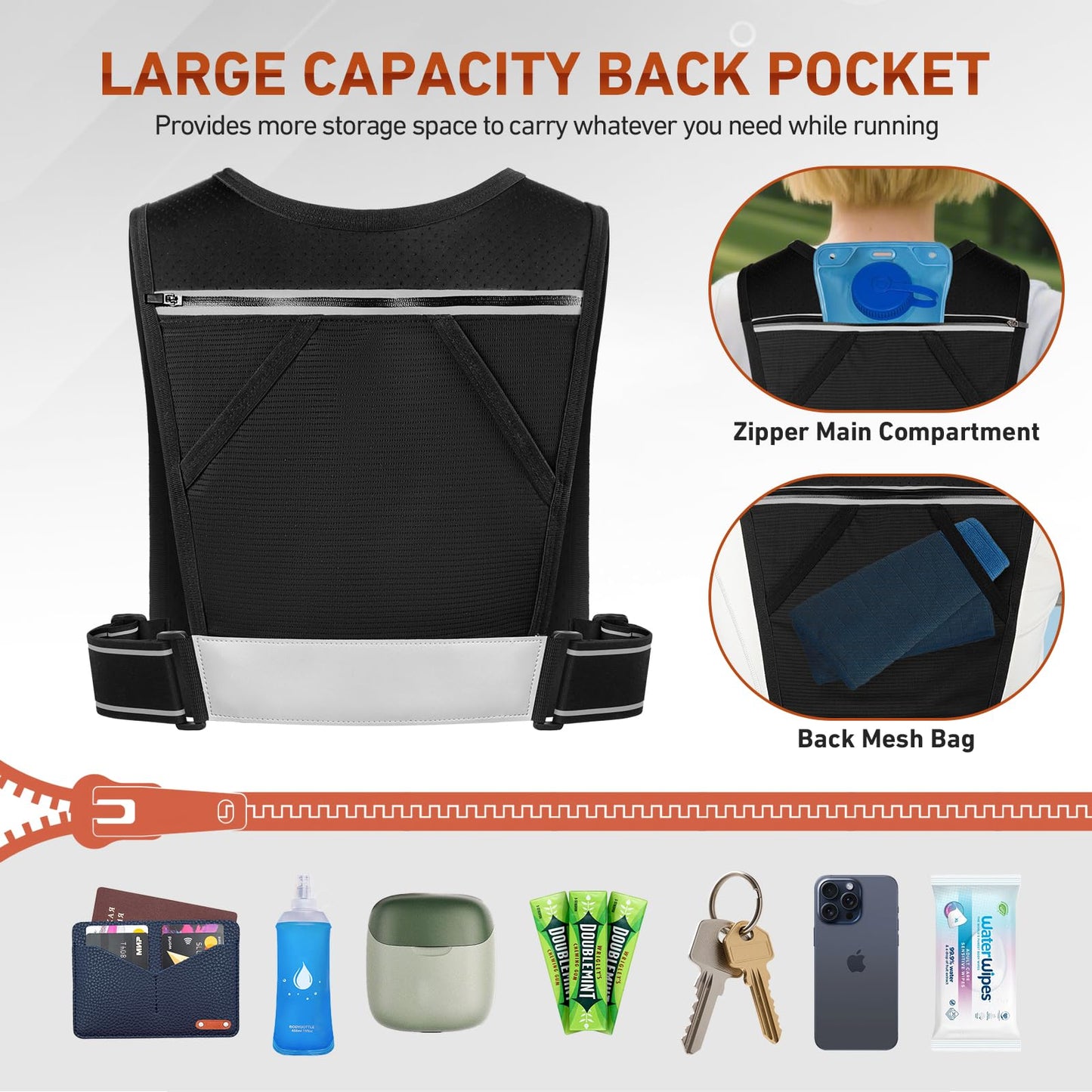 HUANLANG Running Vest for Women Men,Lightweight Hydration Runners Vest Breathable Reflective Hydration Pack for Marathon Hiking Running Trail