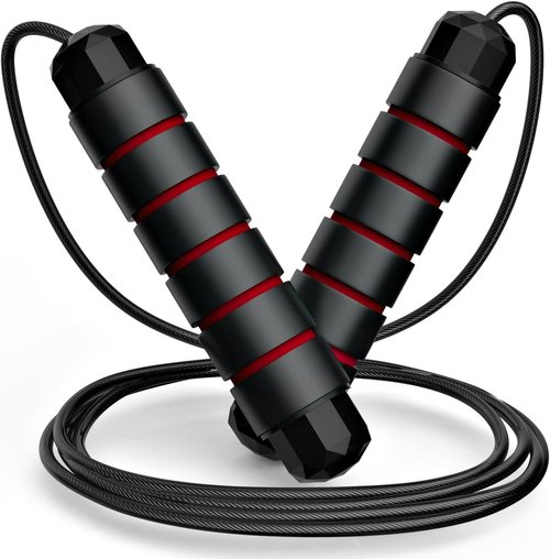 Jump Rope, Tangle-Free Rapid Speed Jumping Rope Cable with Ball Bearings for Women, Men, Adjustable Steel Jump Rope Workout with Foam Handles for Fitness, Home Exercise & Slim Body