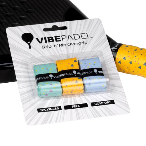VIBEPADEL | Padel Grip for Tacky Feel | Grip 'n' Rip Padel Overgrip | Padel Racket Grip Tape | Padel, Pickleball, Squash and Badminton Racket Grip Tape | Padel Accessories and Padel Gifts | 3 Pack