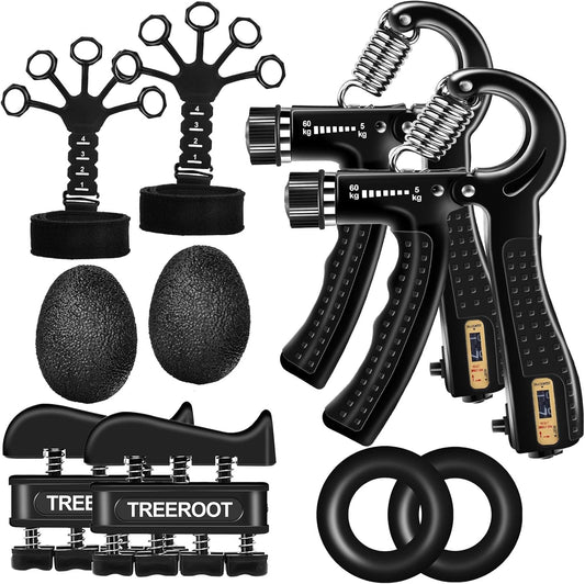 10PCS Grip Strength Trainer Kits, Hand Gripper Strengthener, Forearm Strengthener, Forearm Exerciser, Finger Grip Strengthener, Wrist Strengthener, Stress Relief Ball, Grip Ring, for Muscle Building, Hand Exercisers for Therapy