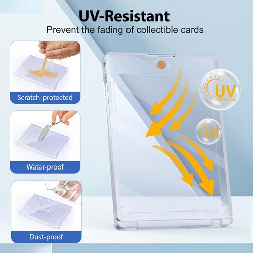 SAMYUCHO 15ct Magnetic Card Holder, 55pt One Card Touch Holders for Trading Cards, U-V Protection Card Display Case Protectors Sleeves Hard Plastic Cover for Sports Game