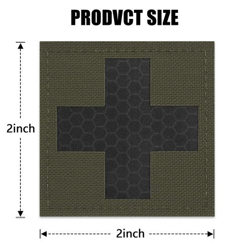 PETAC GEAR Medical Cross Patch 2" x 2", Medical Tactical Fastener Patch Hook-Fastener Backing (2 Pcs, RG)