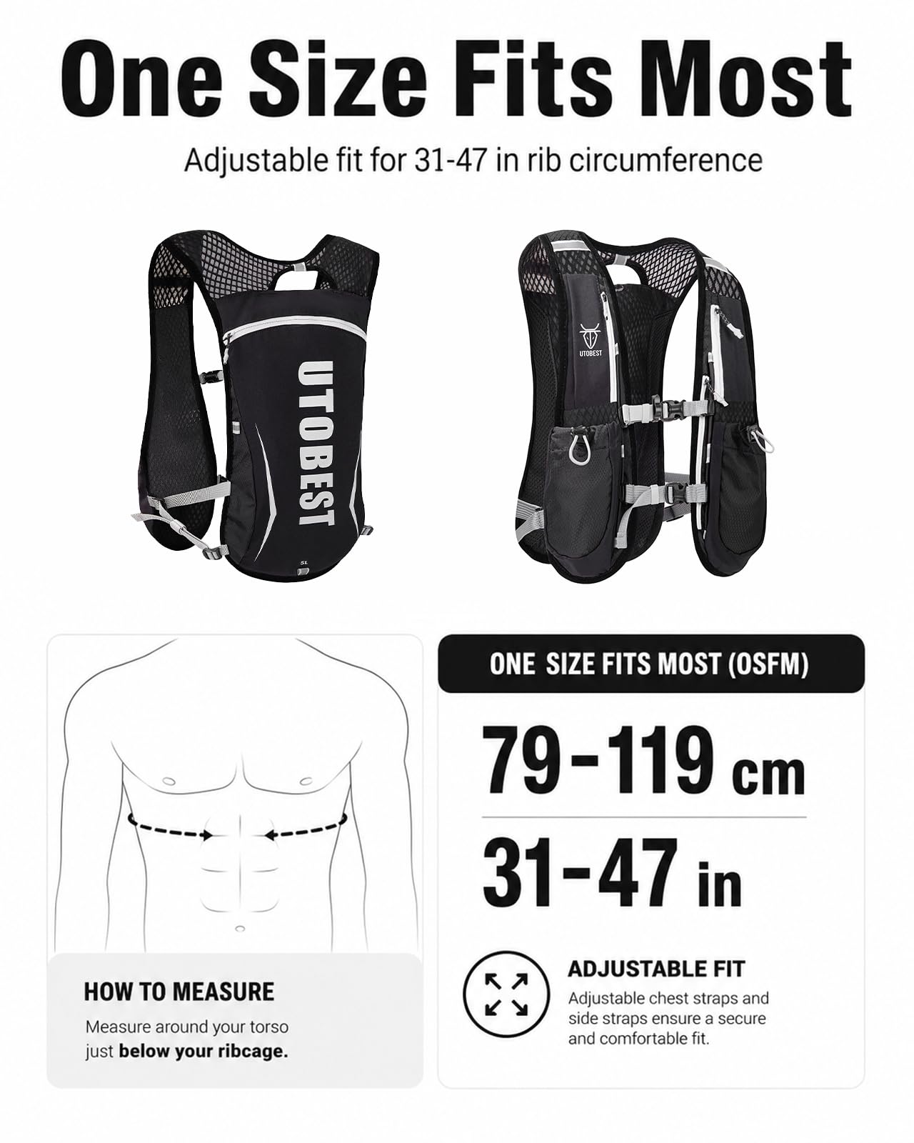 UTOBEST Running Vest Lightweight Running Hydration Vest with Water Bladder for Trail Running Marathon Race Hiking