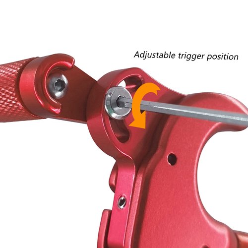 xxiaojun Compound Bow Aid Releaser and D Loop Rope，Adjustable Can Rotate 360° Thumb Release Bow Aluminum Alloy Aids，Archery Release Aids (4 Fingers - Bow Release -Red)