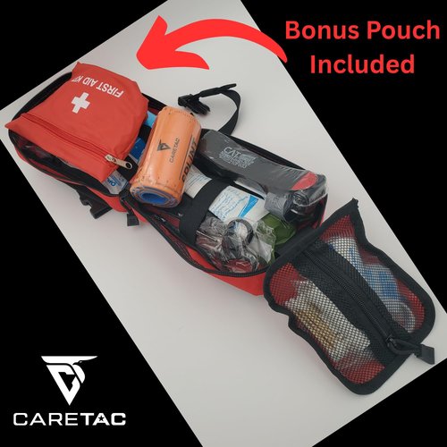 CareTac Advanced First Aid Trauma Kit with CAT Gen-7 Tourniquet – Tactical IFAK for Camping & Travel – Includes Chest Seal, Israeli Bandage, Splint, CPR Mask – Bleed Control, Gunshot, Burns & Cuts