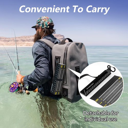 THKFISH 53in Fish Ruler with Measuring Board, Portable Waterproof Folding Fishing Ruler Fish Measuring Tape for Boat, Kayak, Coolers, Yacht and Workbench
