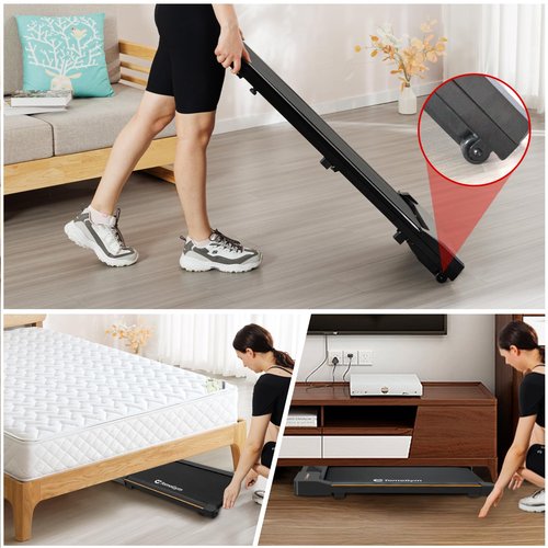 Walking Pad, 2-in-1 Treadmill for Home & Office, Portable Under Desk Treadmill Walking Jogging Machine with Remote Control, Black