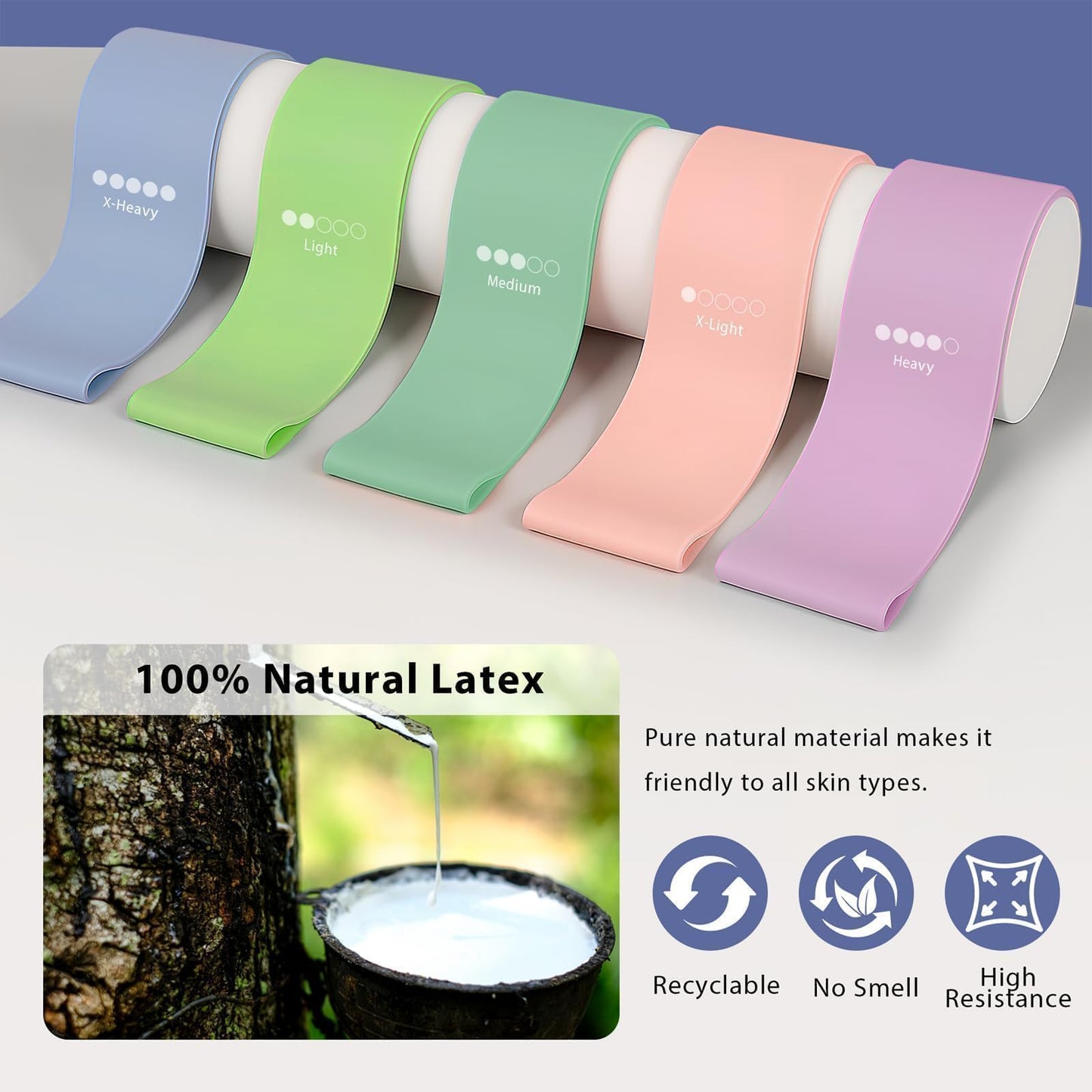 Latex Band for Working Out, Resistance Band for Men and Wowen, Rubber Band for Pilates and Yoga, Exercise Equipment for Legs, Arms, Chest, Back and Glutes