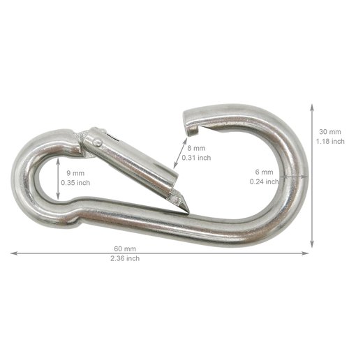 Outmate 304 Stainless Steel Carabiners -2.36 inch Heavy Duty, Durable & Rust-Free Clips for Gym, Swing, Dog Leashes, Hammocks, Keychains, and More(304,M6,Pack of 6)