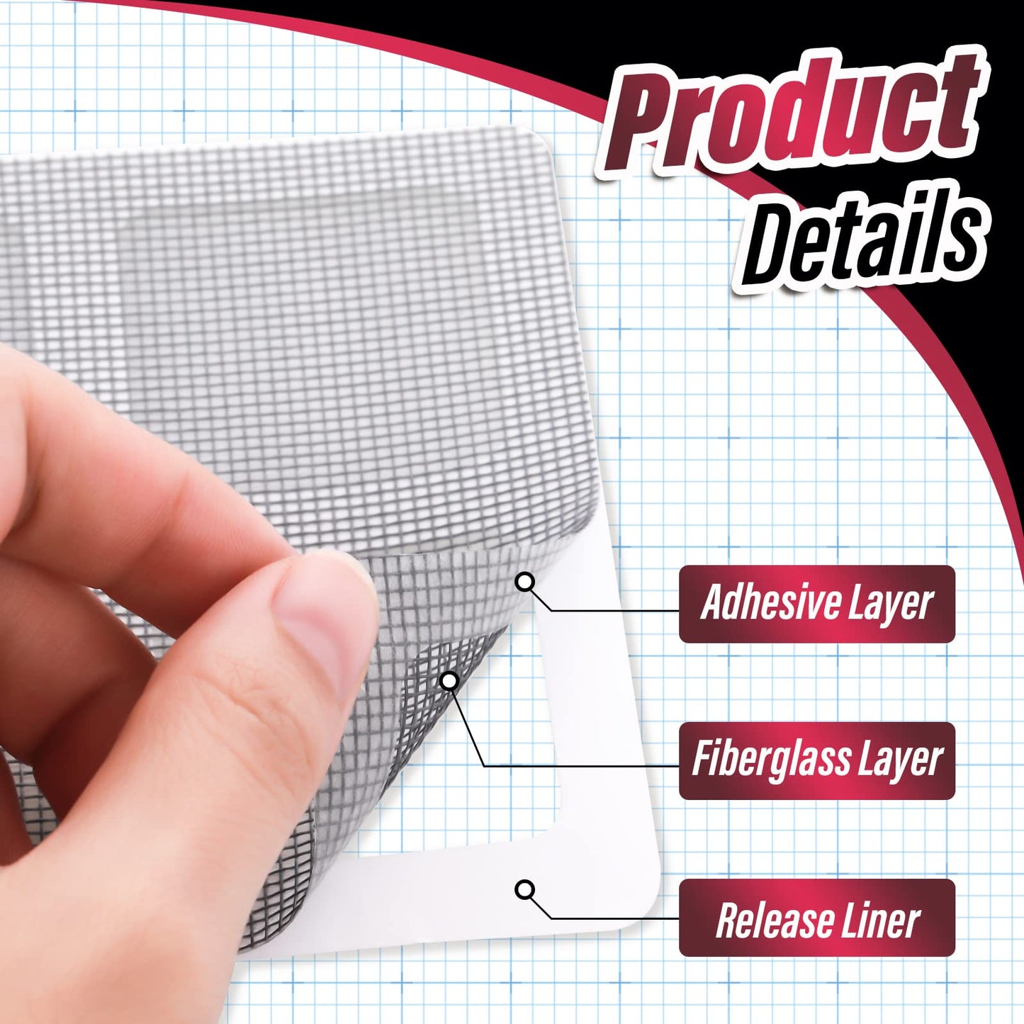 20 Pieces Tape Repair Patches, 4 Inches Mesh Patches Outdoor Tent Patch Kit Portable Screen Tape Tent Mesh Repair Kit for Camping Hiking Supplies