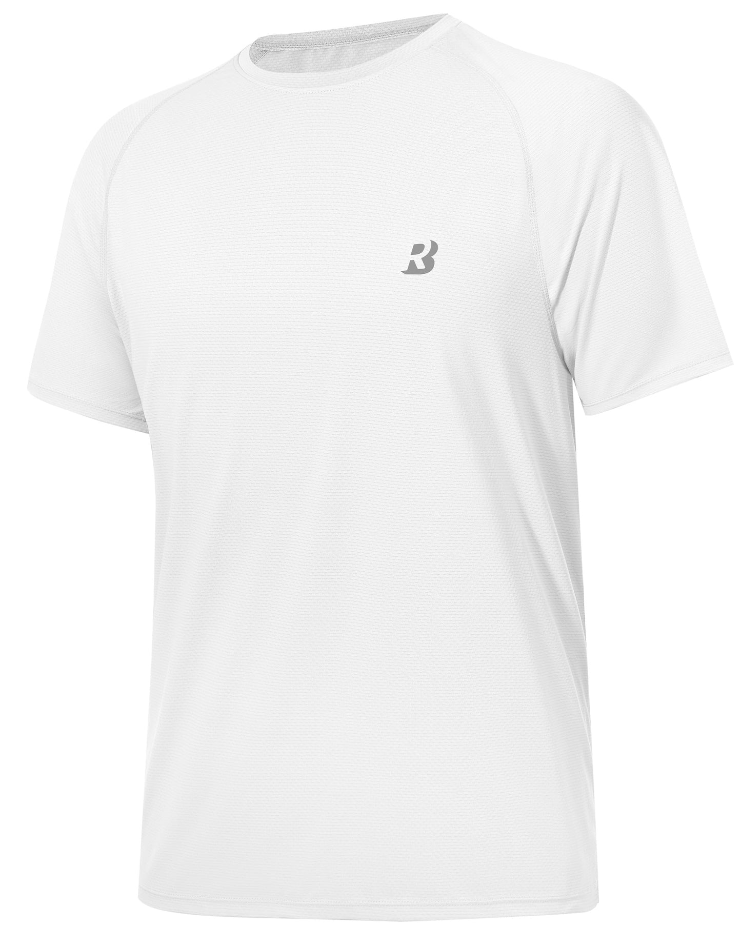Roadbox Men's Rash Guard Short Slevee, UPF 50+ UV Sun Protection Water T-Shirts, Quick Dry Swim Shirts for Surf Beach Fishing (Large) White