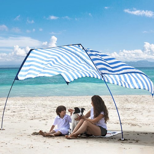 ALYCASO Beach Wind Shade Canopy, Shade Sun Shelter Tent for Beach, Backyard, Grassland, Park, Light Weight, Easy Set Up, 78 Sq. Ft. of Shade for 1-3 People, Lite Regatta Stripe