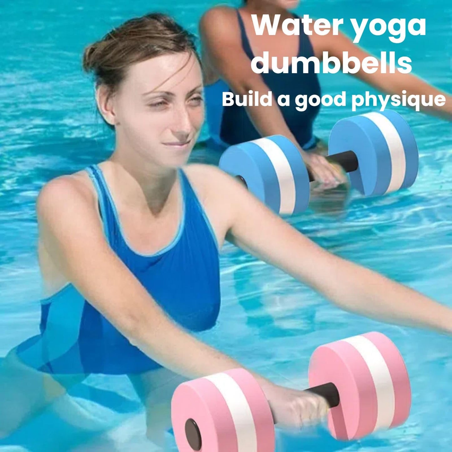 2PC Aquatic Dumbells Set, High-Density EVA Water Weights for Pool Exercise, Water Dumbbells for Pool Exercise, Aqua Fitness Barbells Equipment for Water Aerobics (YE)